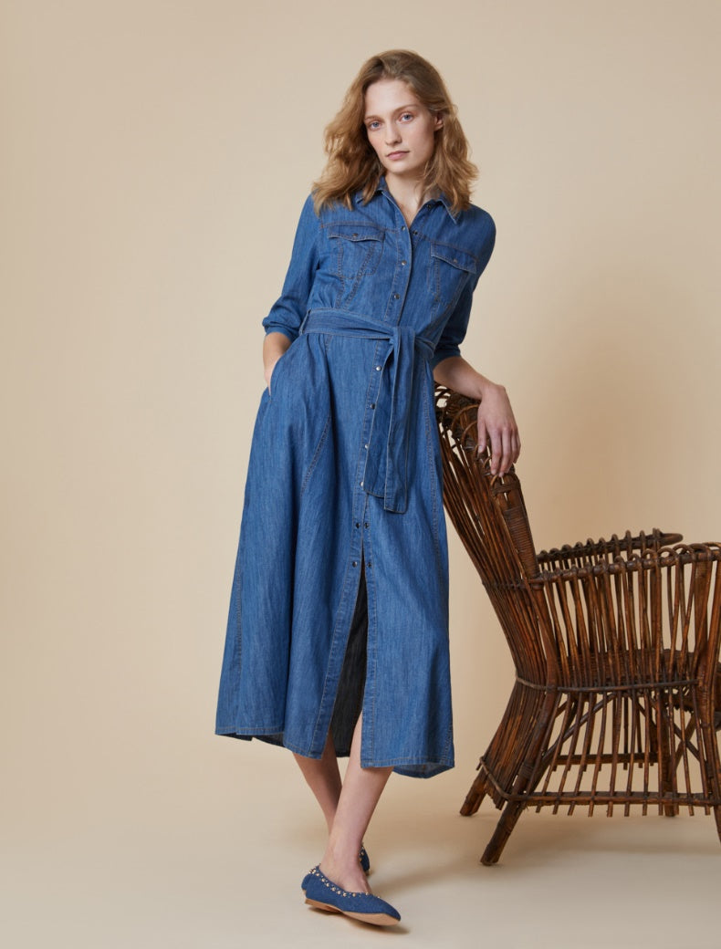 Pennyblack - Abito chemisier in demin leggero, blu. Pennyblack - Abito chemisier in demin leggero, blu.