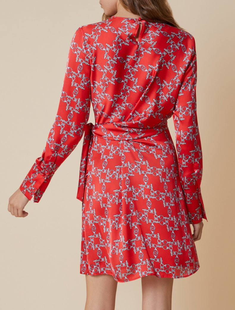 Pennyblack - Abito rosso in raso e a fantasia. Pennyblack - Abito rosso in raso e a fantasia.