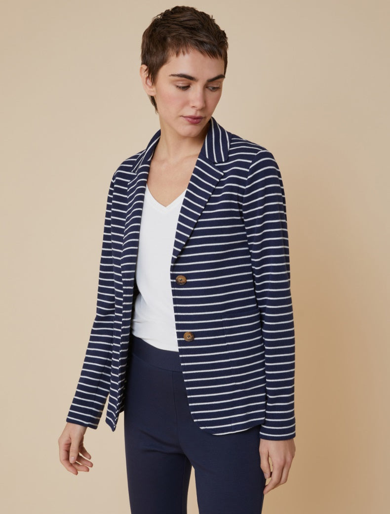 Pennyblack - Blazer in jersey pique', bianco e blu. Pennyblack - Blazer in jersey pique', bianco e blu.