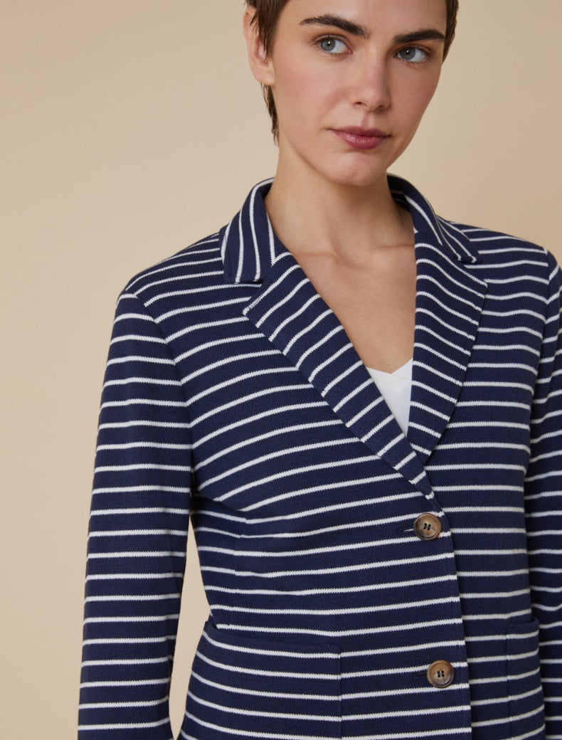 Pennyblack - Blazer in jersey pique', bianco e blu. Pennyblack - Blazer in jersey pique', bianco e blu.