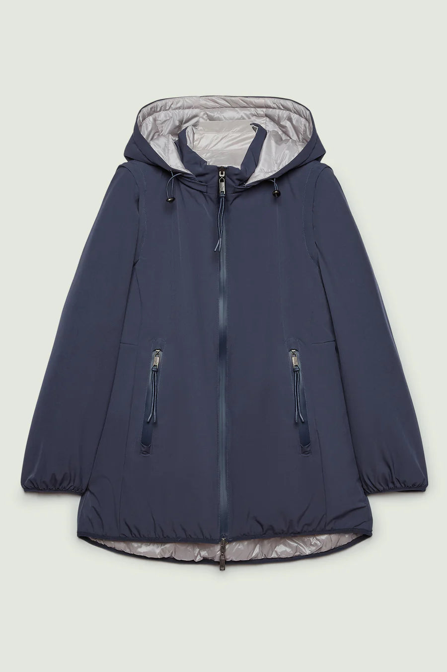 Luisa Viola - Piumino 4 in 1, double face, con cappuccio e maniche staccabili, tessuto tecnico. Luisa Viola - Piumino 4 in 1, double face, con cappuccio e maniche staccabili, tessuto tecnico.