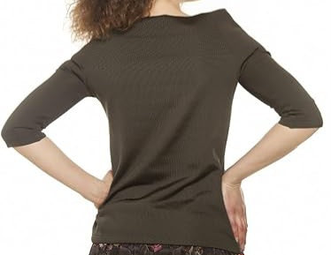 Amber - Maglia felpata verde, maniche trequarti Amber - Maglia felpata verde, maniche trequarti - shopmonicamoda