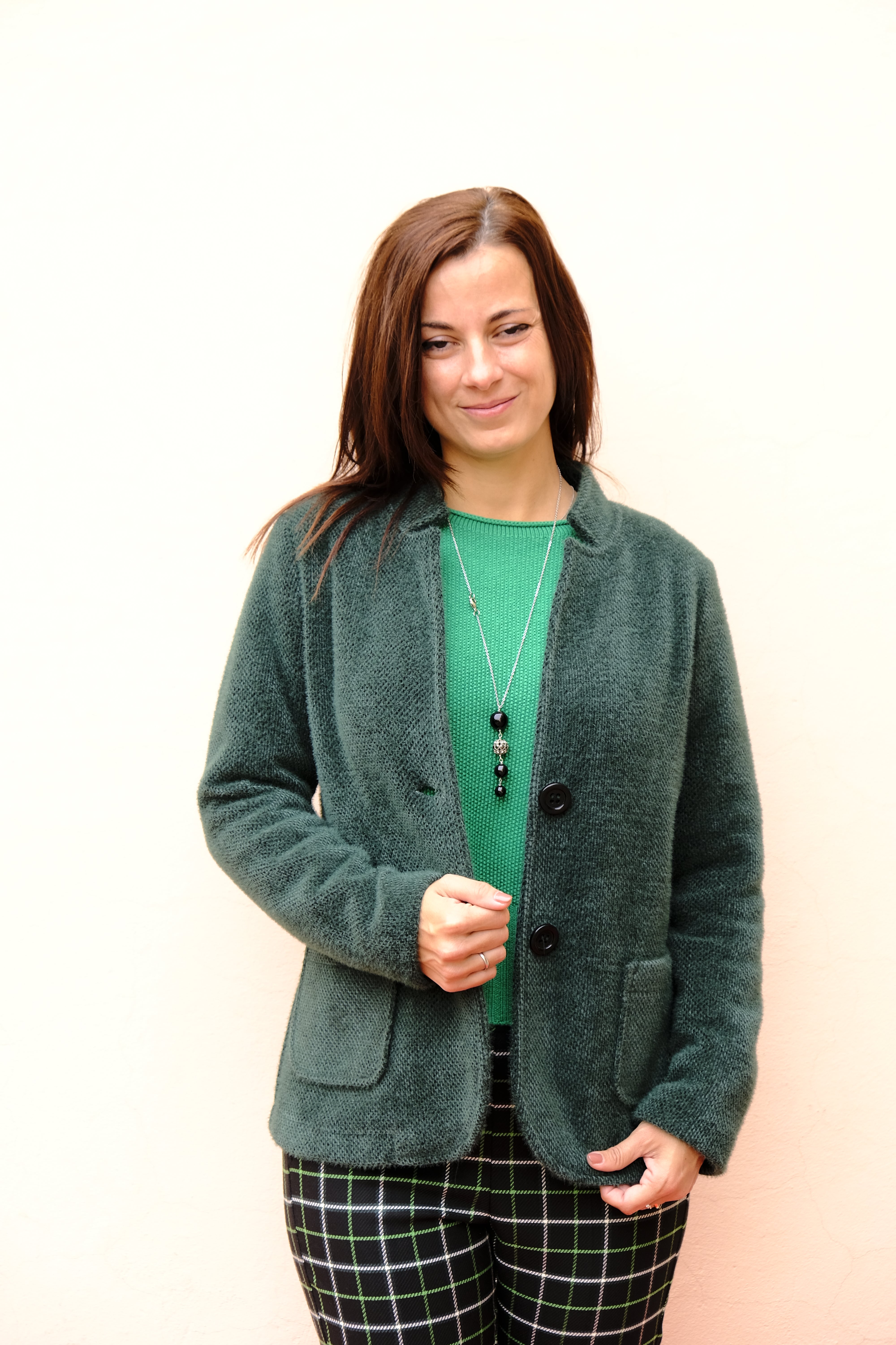 Linea Cinque - Giacca verde foresta, tasche applicate, sfoderata. Linea Cinque - Giacca verde foresta, tasche applicate, sfoderata.