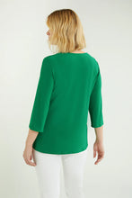 Carica l&#39;immagine nel visualizzatore di Gallery, Luisa Viola - Blusa in jersey elasticizzato, verde smeraldo, maniche trequarti
