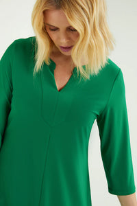 Luisa Viola - Blusa in jersey elasticizzato, verde smeraldo, maniche trequarti