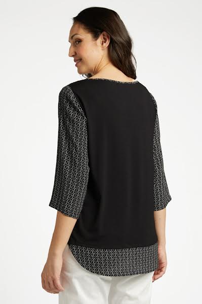 Luisa Viola - Blusa stampata in marocain e jersey elasticizzato Luisa Viola - Blusa stampata in marocain e jersey elasticizzato - shopmonicamoda