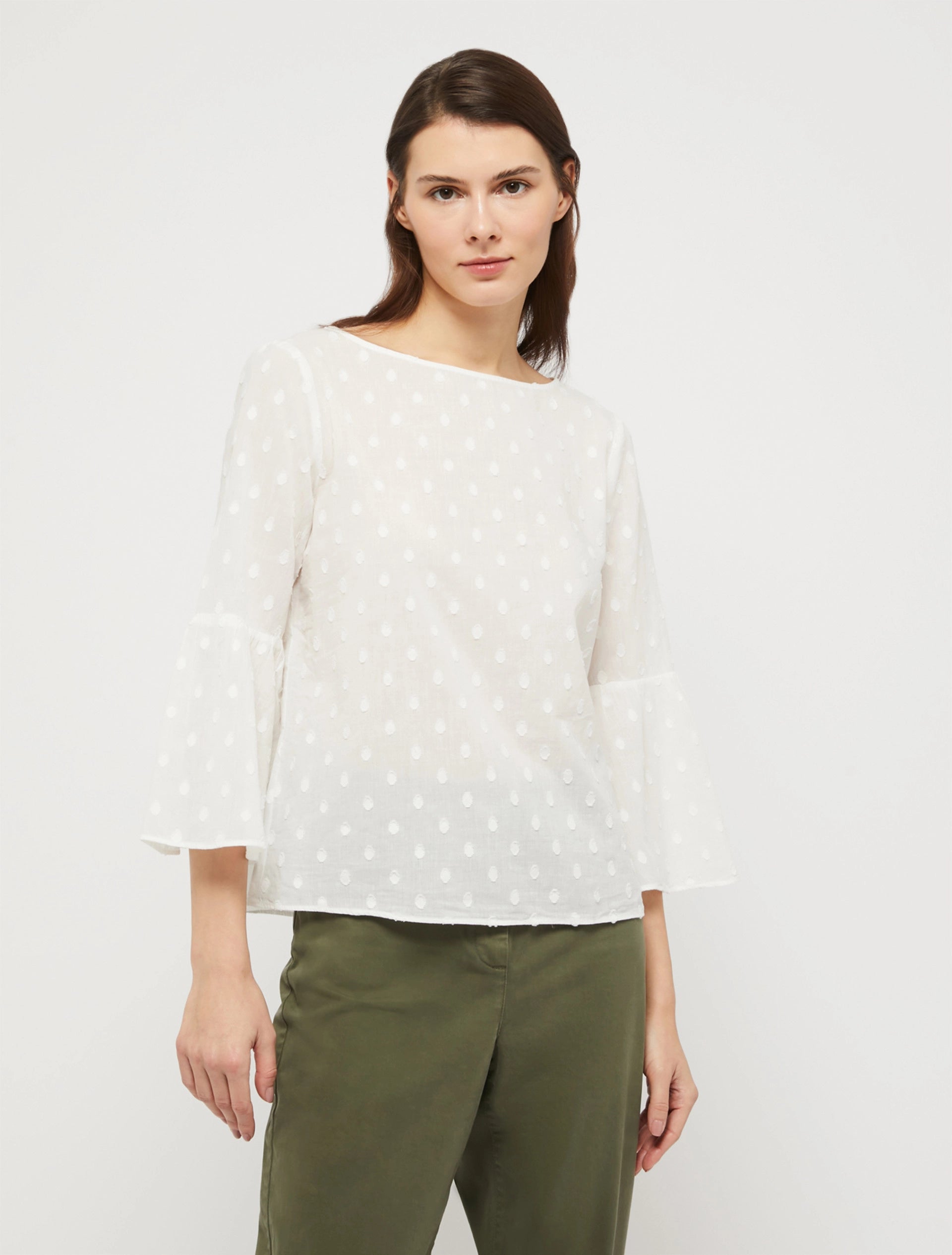 Pennyblack - Blusa bianca, linea diritta, manica tre quarti Pennyblack - Blusa bianca, linea diritta, manica tre quarti - shopmonicamoda