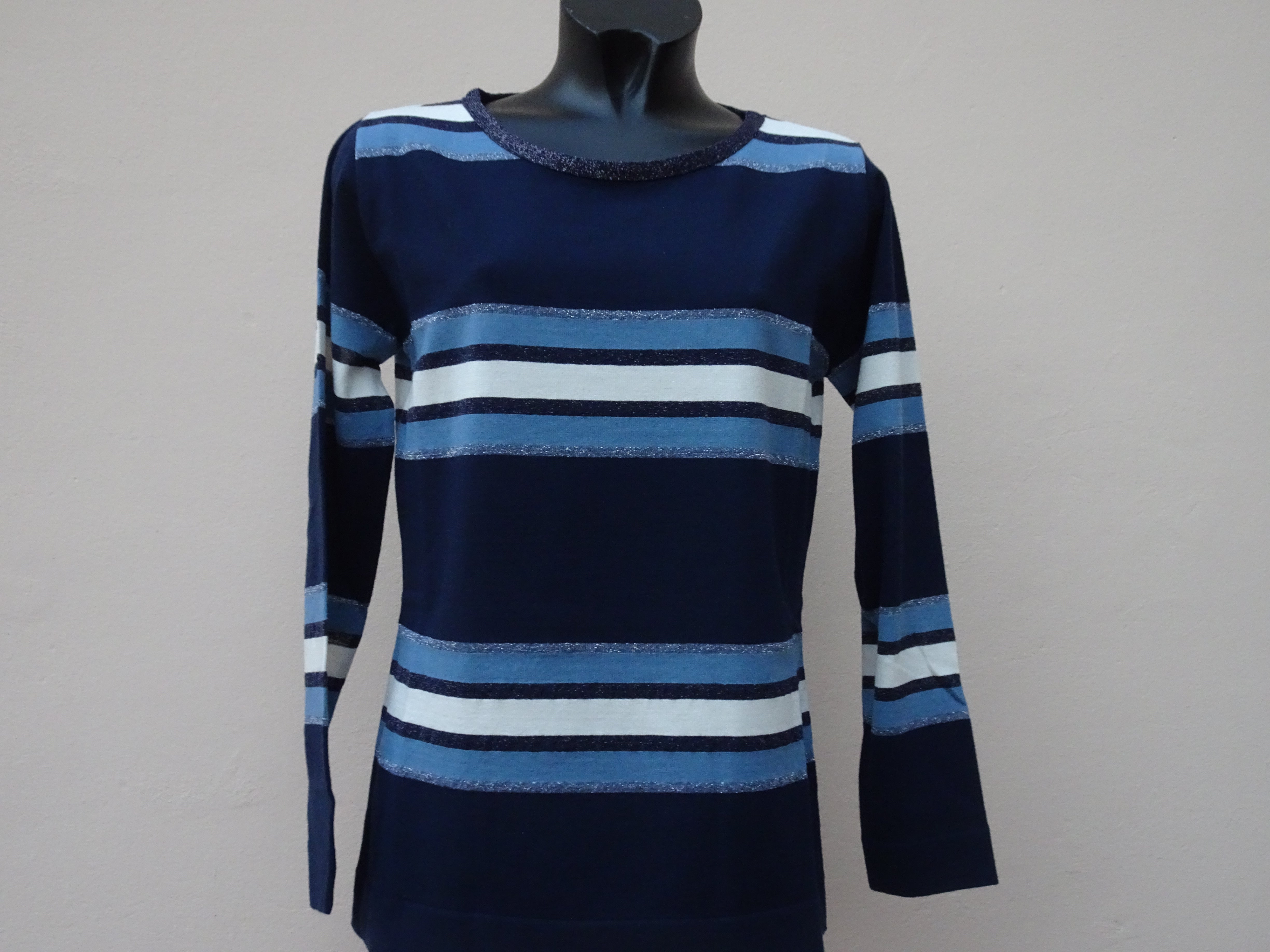 Linea Cinque - Maglia girocollo viscosa a righe LINEA CINQUE - Maglieria - shopmonicamoda