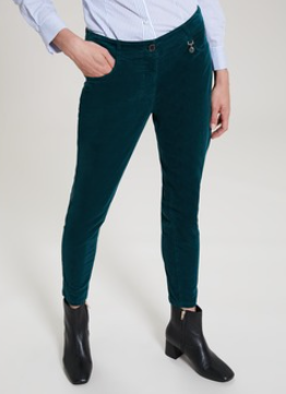 Pennyblack - Pantalone verde petrolio in velluto stretch, taglio cinque tasche, PENNYBLACK - Pantaloni - shopmonicamoda