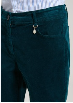 Pennyblack - Pantalone verde petrolio in velluto stretch, taglio cinque tasche, PENNYBLACK - Pantaloni - shopmonicamoda