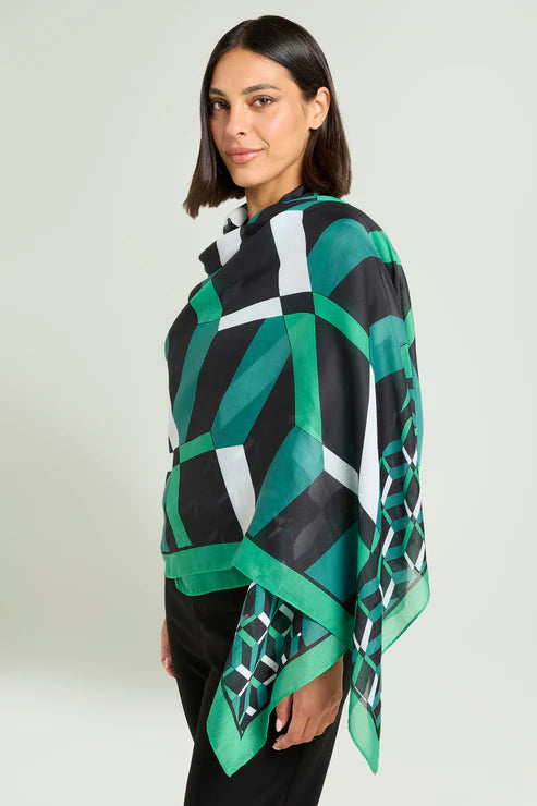 Luisa Viola -Stola  foulard stampata verde menta e nera