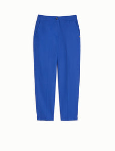 Pennyblack - Pantaloni popeline di cotone ,indaco, taglio slim, lunghezza caviglia, tasche alla francese