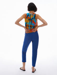 Pennyblack - Pantaloni popeline di cotone ,indaco, taglio slim, lunghezza caviglia, tasche alla francese