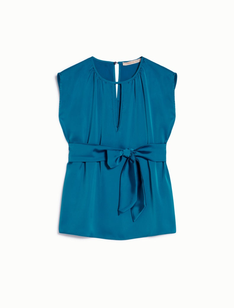 Pennyblack -Top in raso, girocollo color ottanio
