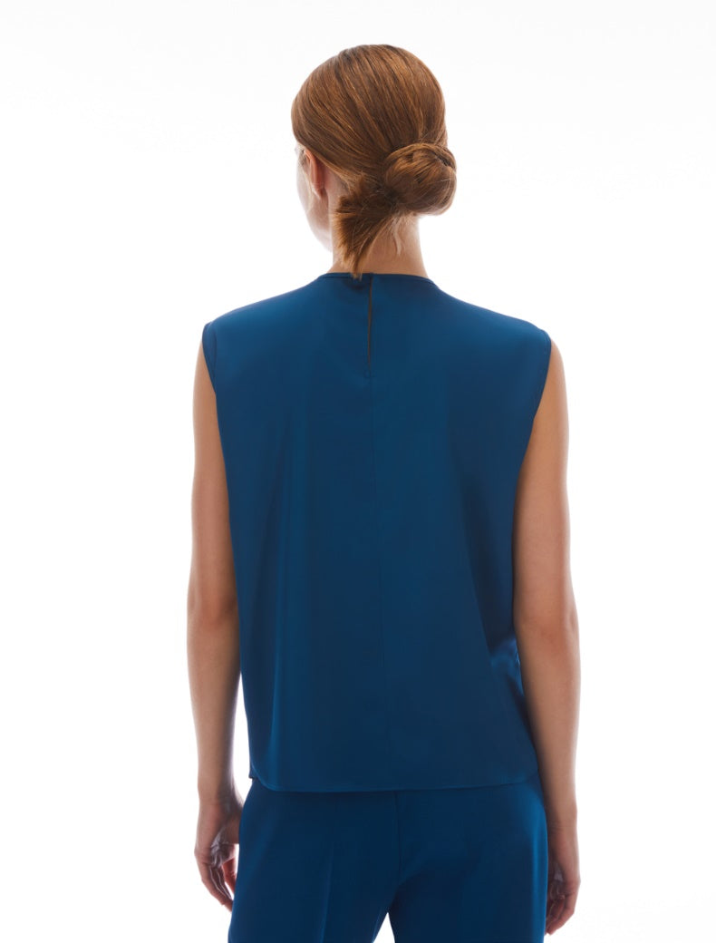 Pennyblack -Top in raso, girocollo color ottanio