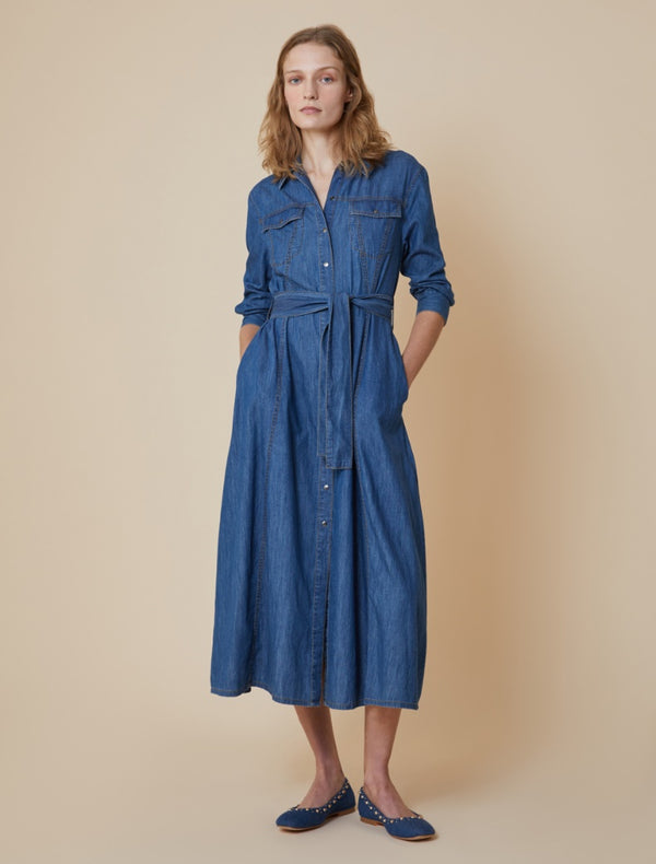 Pennyblack - Abito chemisier in demin leggero, blu.