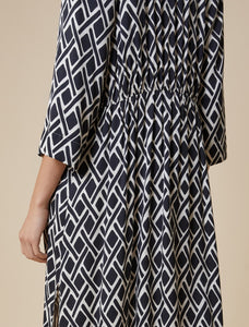 Pennyblack - Abito chemisier in twill a fantasia, nero e bianco