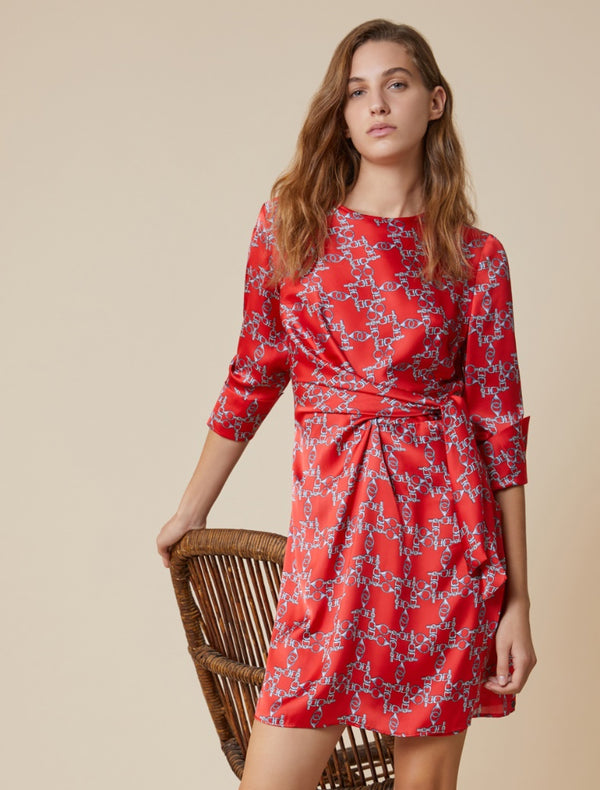 Pennyblack - Abito rosso in raso e a fantasia.