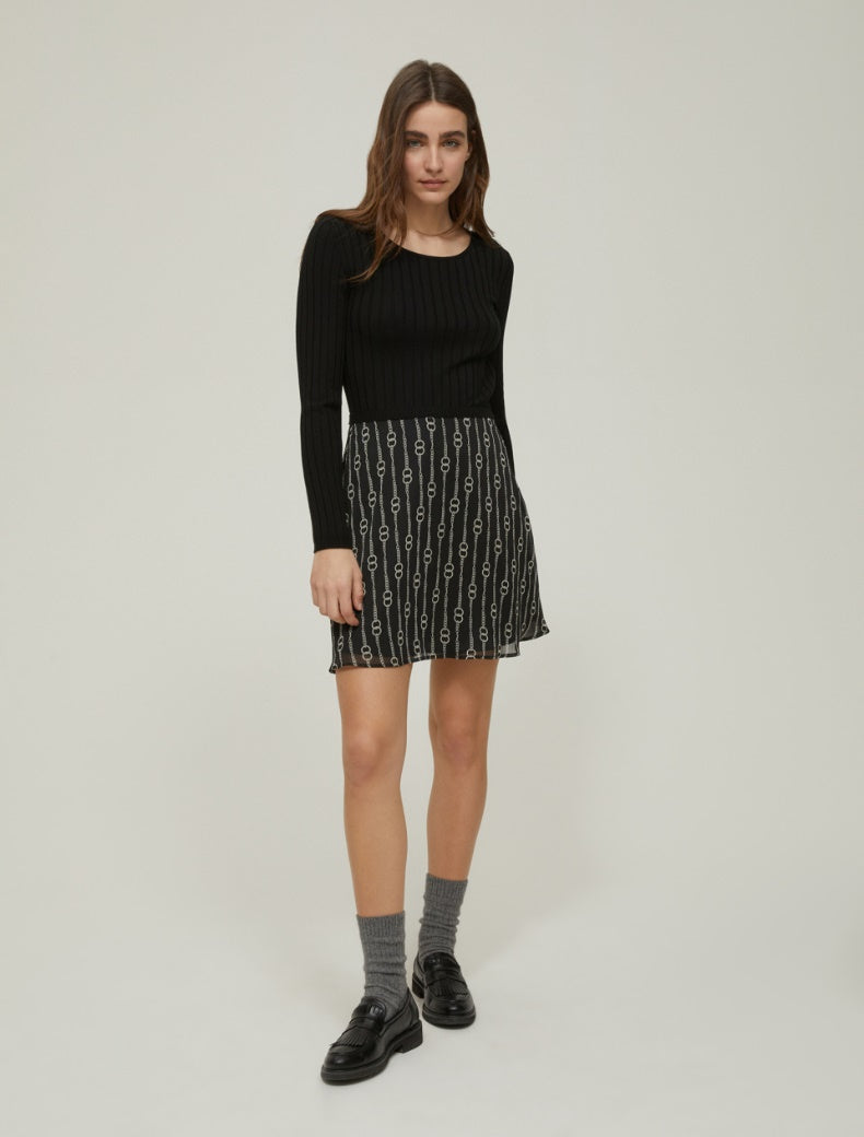 PennyBlack - Abito in maglia e crepon, nero