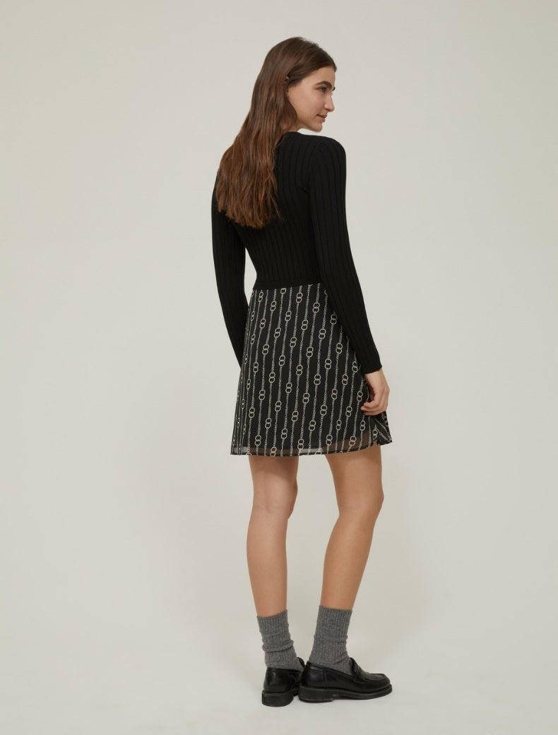 PennyBlack - Abito in maglia e crepon, nero