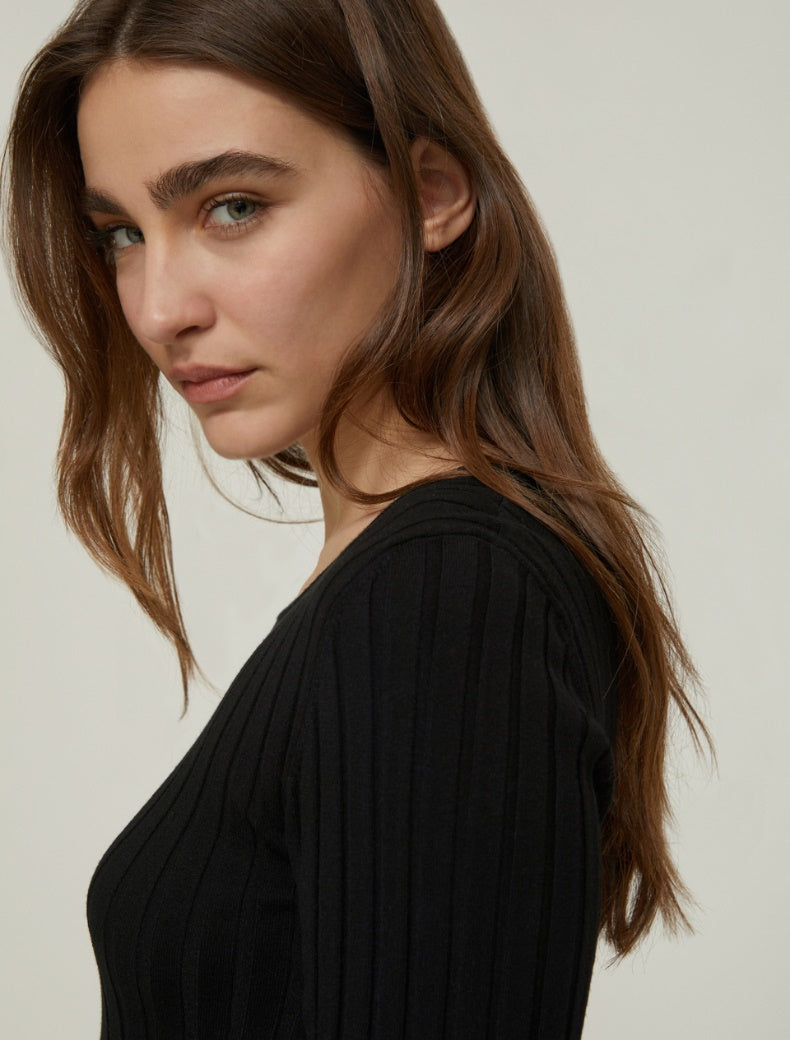 PennyBlack - Abito in maglia e crepon, nero