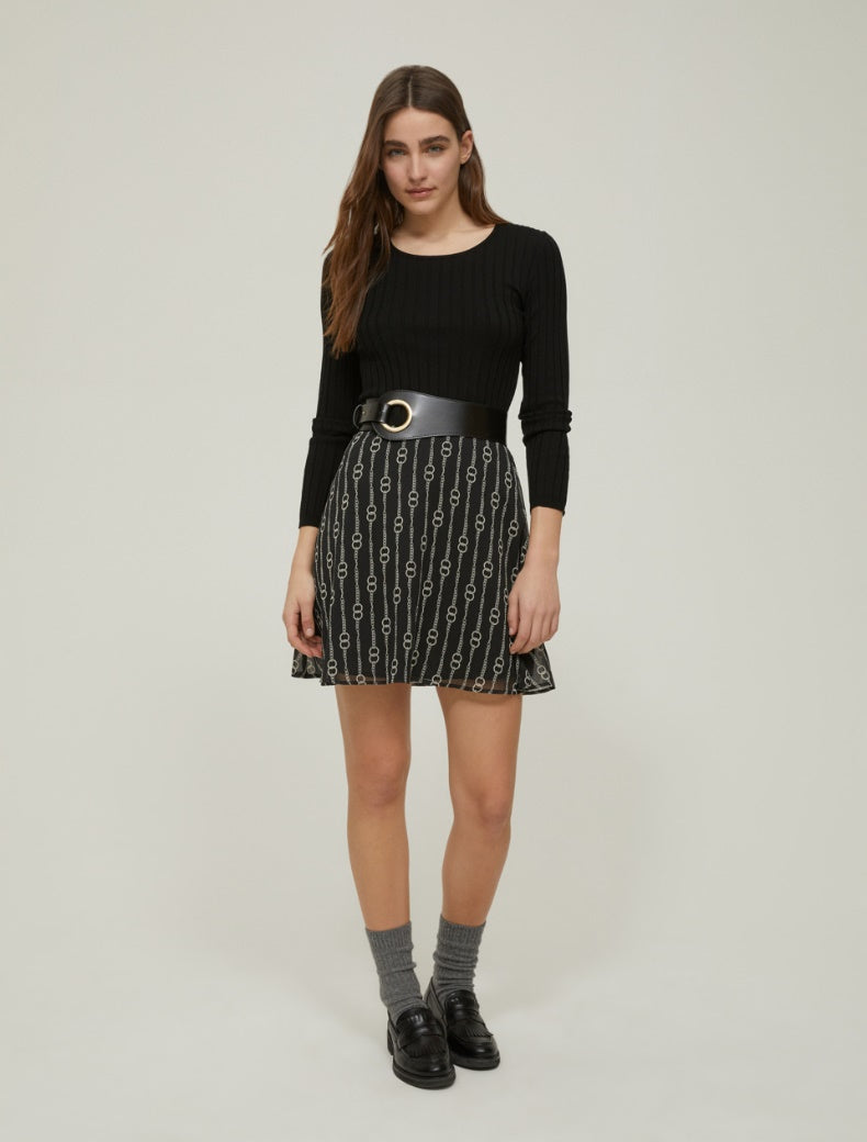 PennyBlack - Abito in maglia e crepon, nero