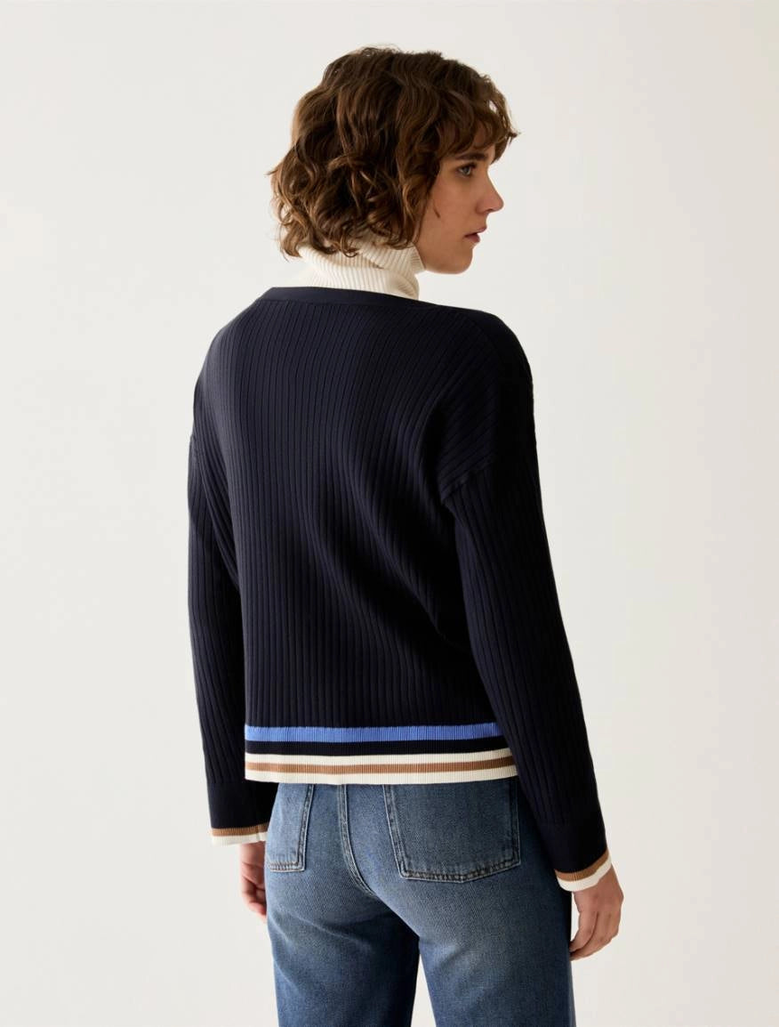PennyBlack - maglia a coste con bottoni, blu