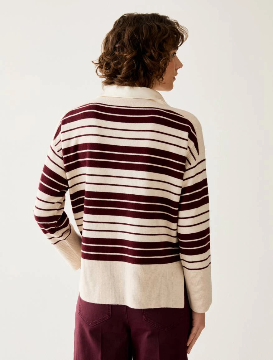 Pennyblack - Maglia in blend di lana, bordeaux e panna a righe