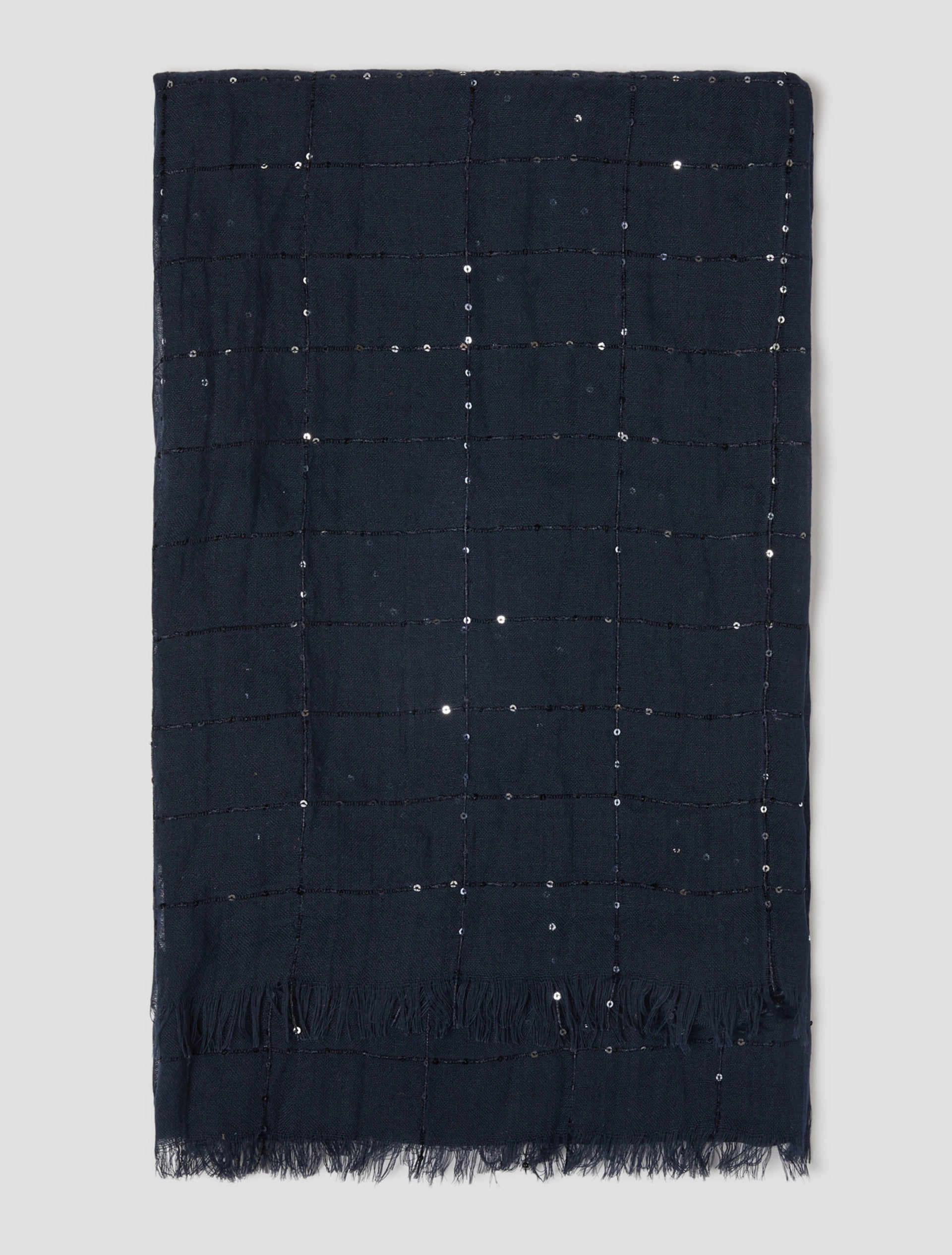 Stola con micro paillettes, blu marino