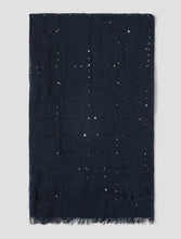 Carica l&#39;immagine nel visualizzatore di Gallery, Stola con micro paillettes, blu marino
