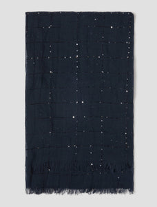 Stola con micro paillettes, blu marino