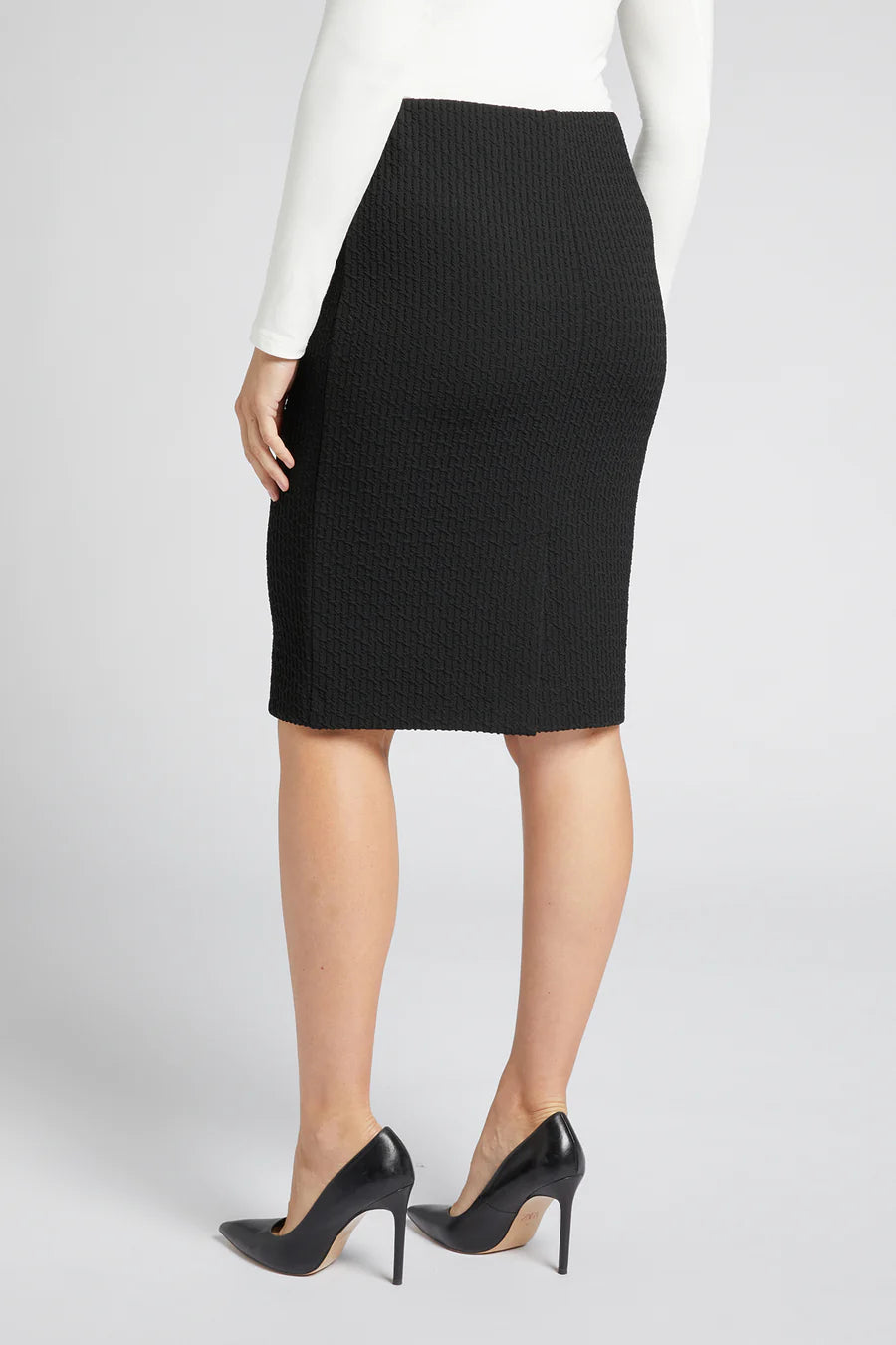 Luisa Viola - Gonna tubino nera, stretch in tessuto jacquard - shopmonicamoda