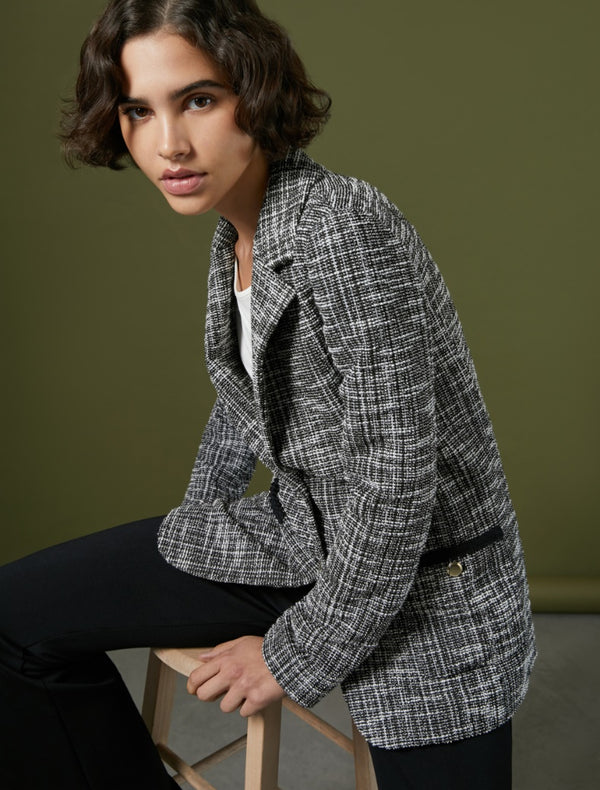 Pennyblack - Blazer in jersey a stuoia bicolore nero, sfoderata.