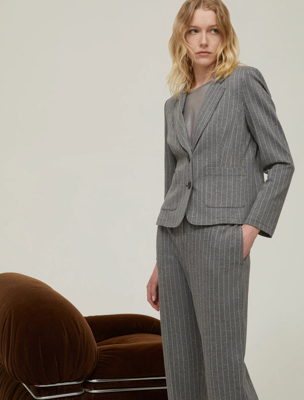 Pennyblack - Giacca slim in jersey gessato, grigio, taglio slim,monopetto a due bottoni,collo a rever, tasche applicate sul davanti,sfoderato.