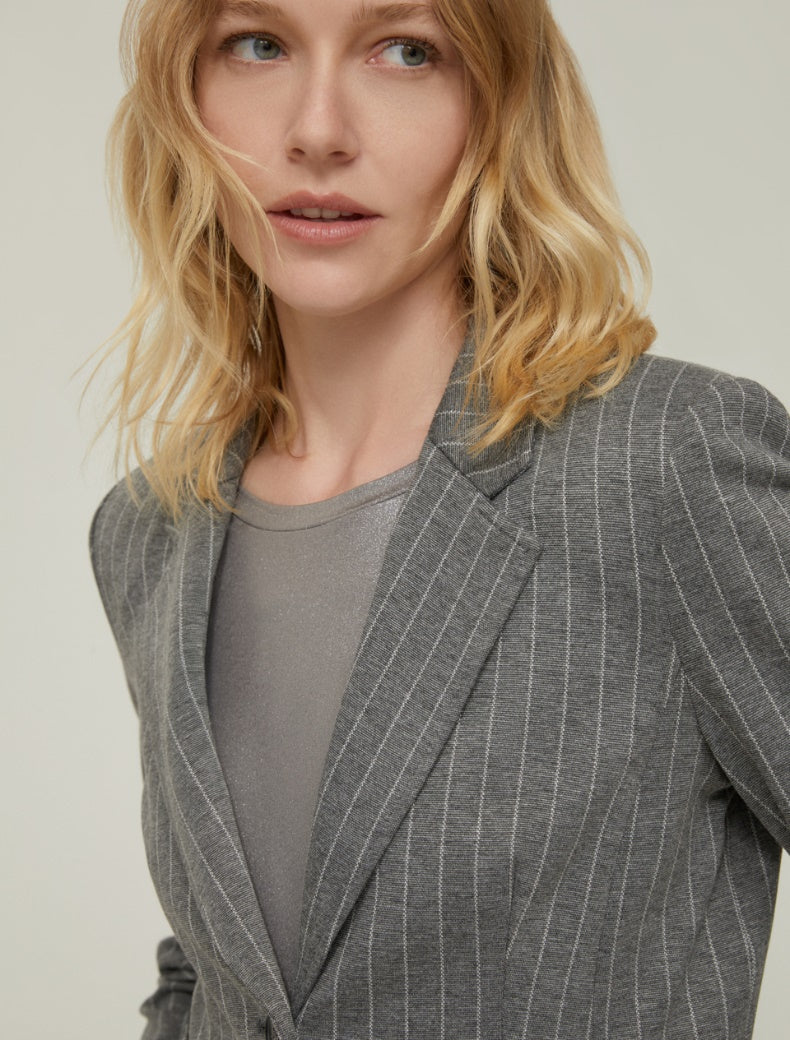 Pennyblack - Giacca slim in jersey gessato, grigio, taglio slim,monopetto a due bottoni,collo a rever, tasche applicate sul davanti,sfoderato.