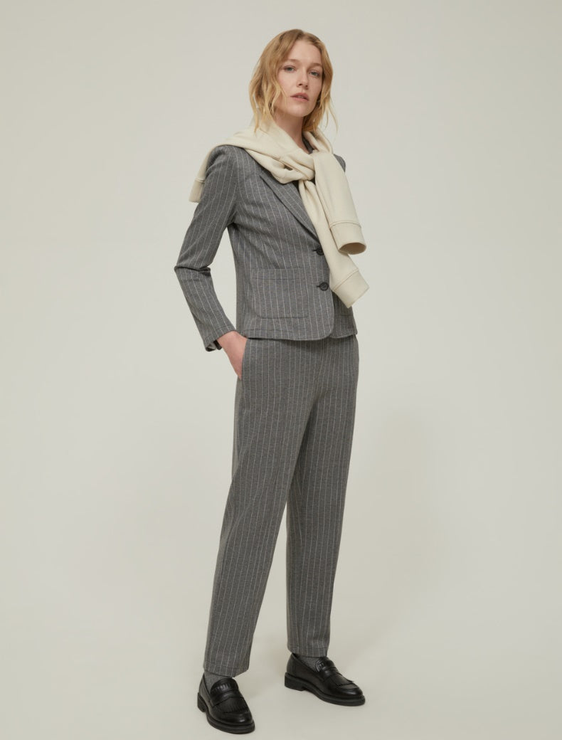 Pennyblack - Giacca slim in jersey gessato, grigio, taglio slim,monopetto a due bottoni,collo a rever, tasche applicate sul davanti,sfoderato.
