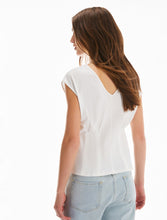 Carica l&#39;immagine nel visualizzatore di Gallery, Pennyblack - T-shirt bianca in cotone, girocollo sul davanti, scollo a V sulla schiena, piccole maniche a chimono
