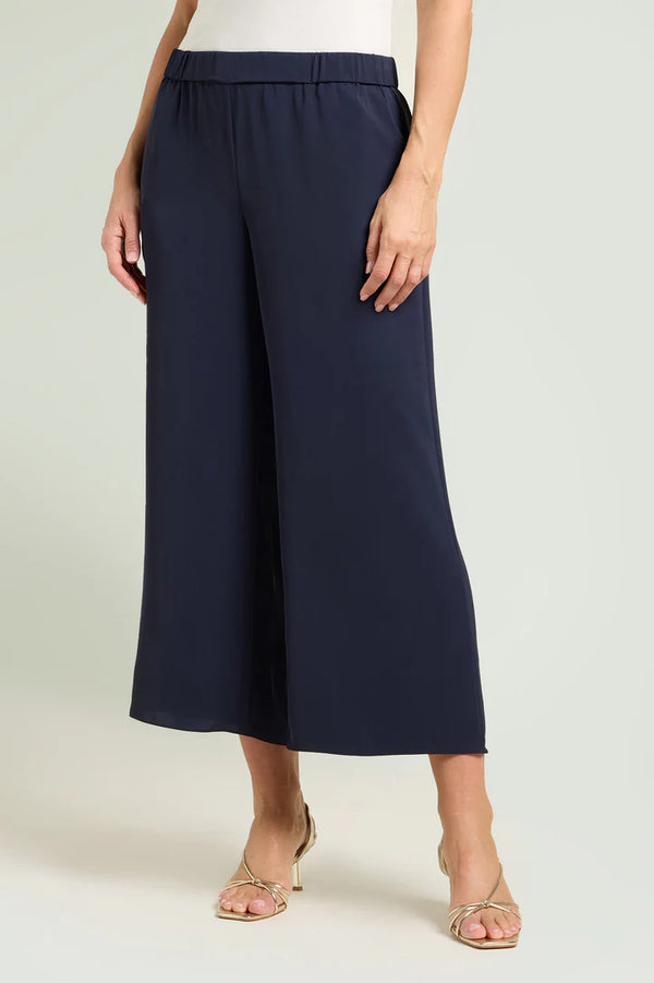 Luisa  Viola - Pantaloni pull-on in tessuto fluido blu.