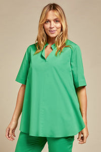 Luisa Viola - Camicia in cotone stretch, verde menta.