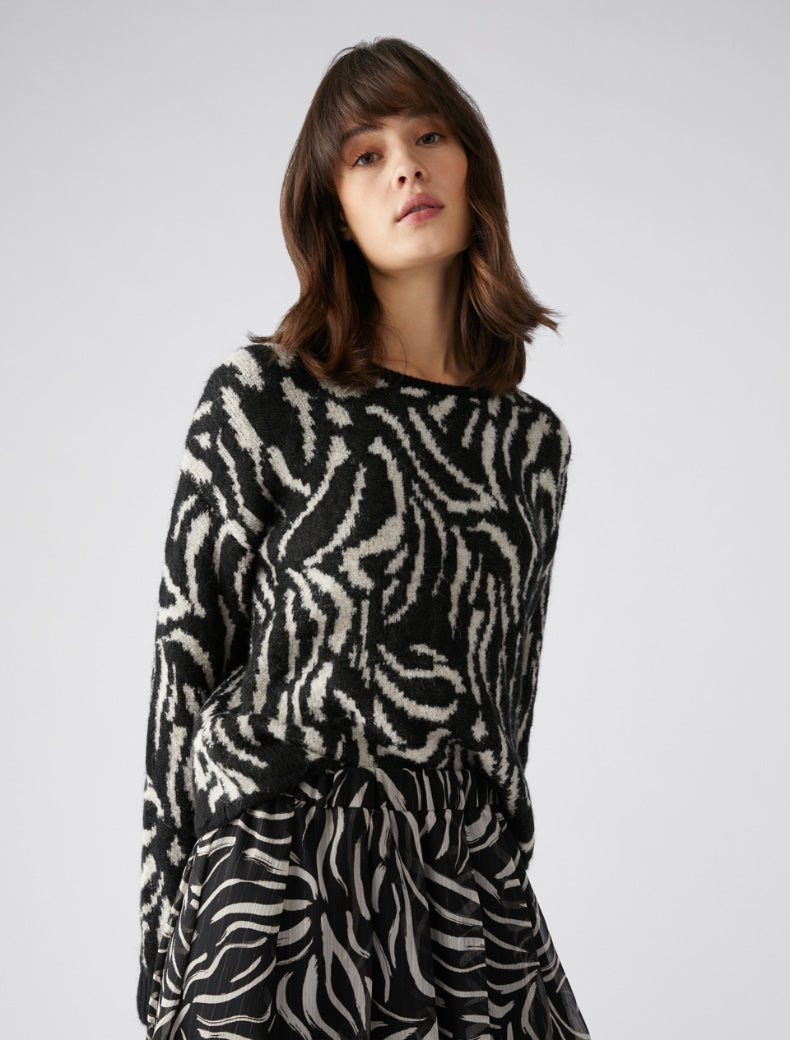 Pennyblack - Maglia jacquard, nera e sabbia - shopmonicamoda