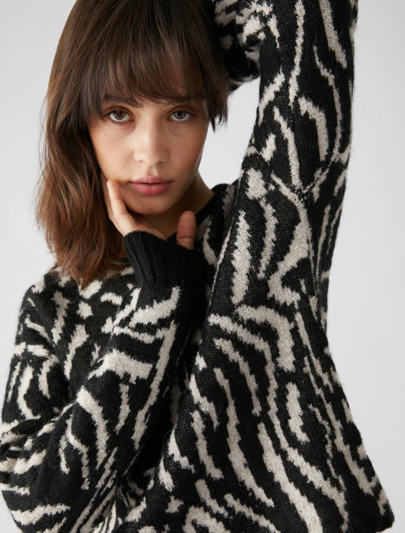 Pennyblack - Maglia jacquard, nera e sabbia - shopmonicamoda