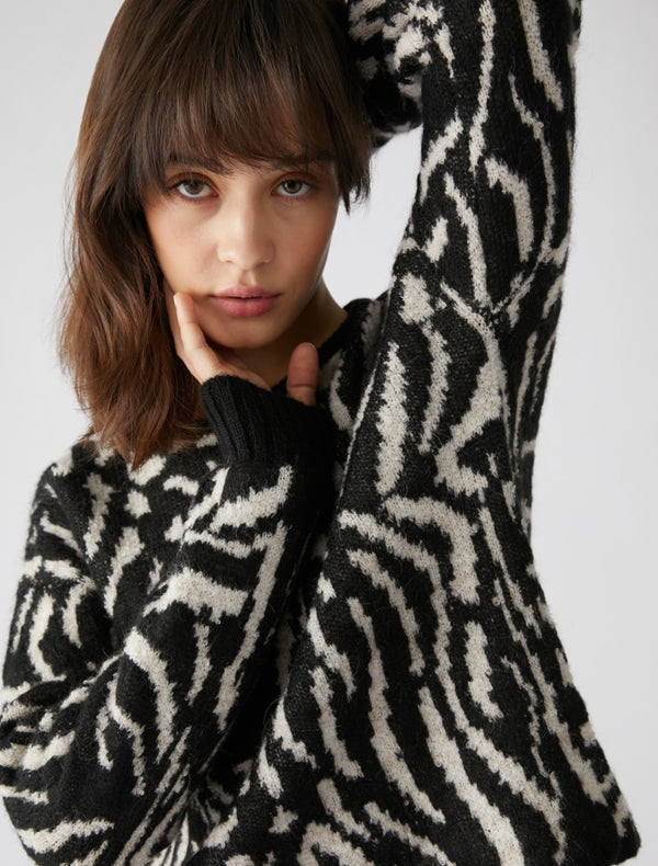 Pennyblack - Maglia jacquard, nera e sabbia - shopmonicamoda