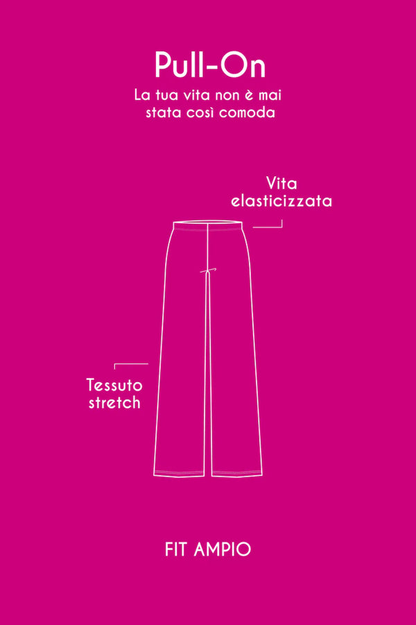 Luisa Viola - Pantaloni blu pull over, ampi in scuba crepe, elastico nella vita, tasche all' americana.