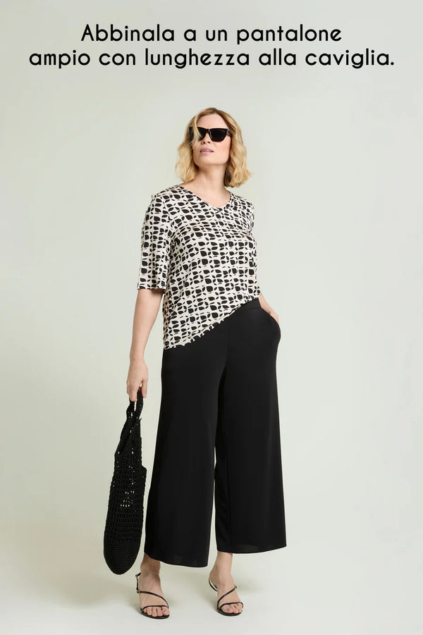 Luisa Viola - T-shirt stampata in jersey piquet.