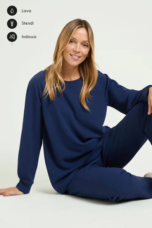 Luisa Viola - Felpa in scuba twill blu