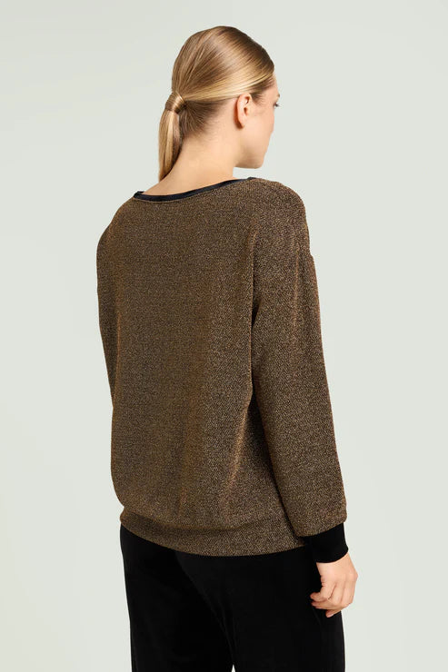 Luisa Viola - Felpa in jersey lurex, raso interno, manica lunga sfoderata