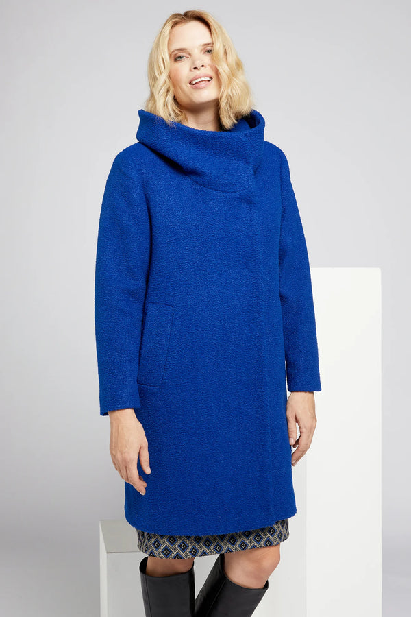 Luisa Viola - Cappotto boucle' color bluette, chiusura con bottoni automatici. - shopmonicamoda