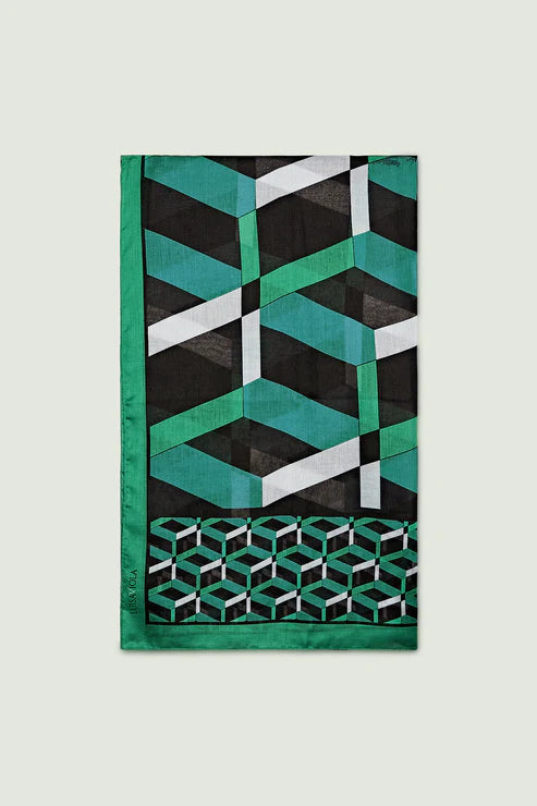 Luisa Viola -Stola  foulard stampata verde menta e nera