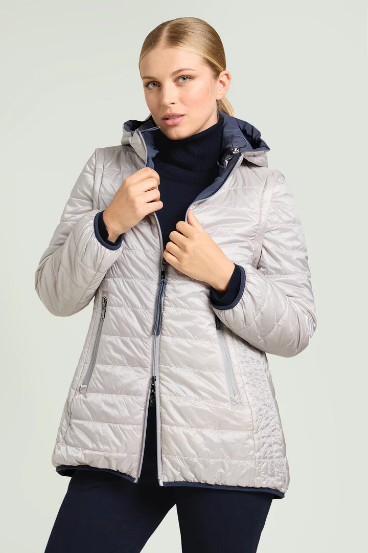 Luisa Viola - Piumino 4 in 1, double face, con cappuccio e maniche staccabili, tessuto tecnico.