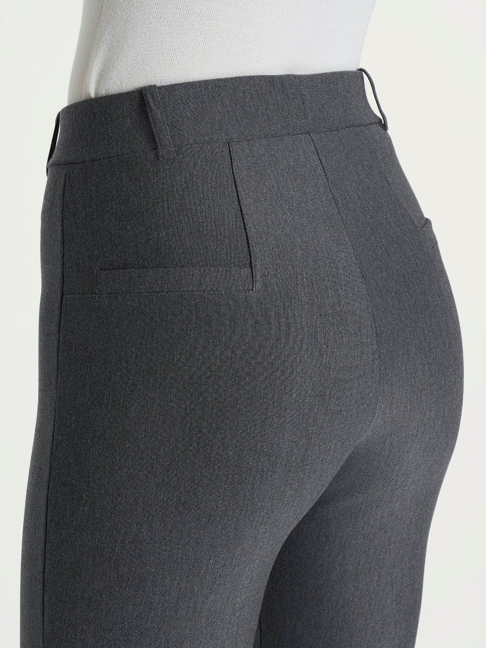 Ragno - Pantalone grigio slim dritto in Compact, vita elasticizzata, con passanti, senza tasche, sul fondo risvolto fisso